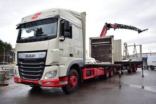 грузовик платформа DAF XF 440 6x2 FASSI F 365 FLY JIB TRAILER KRAN cran + прицеп платформа